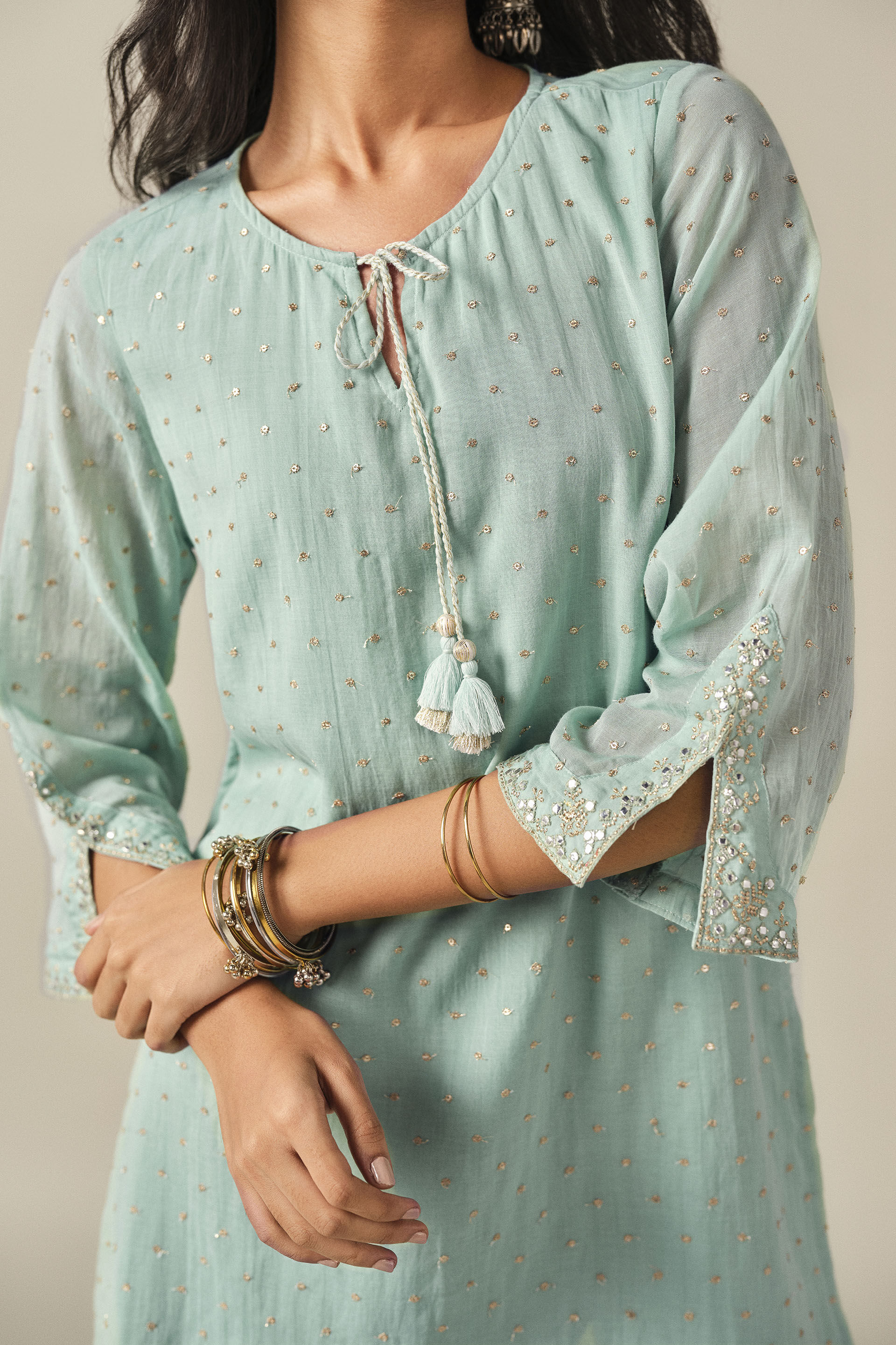 Embroidered Tunic in Sky Blue, Sky Blue, image 2